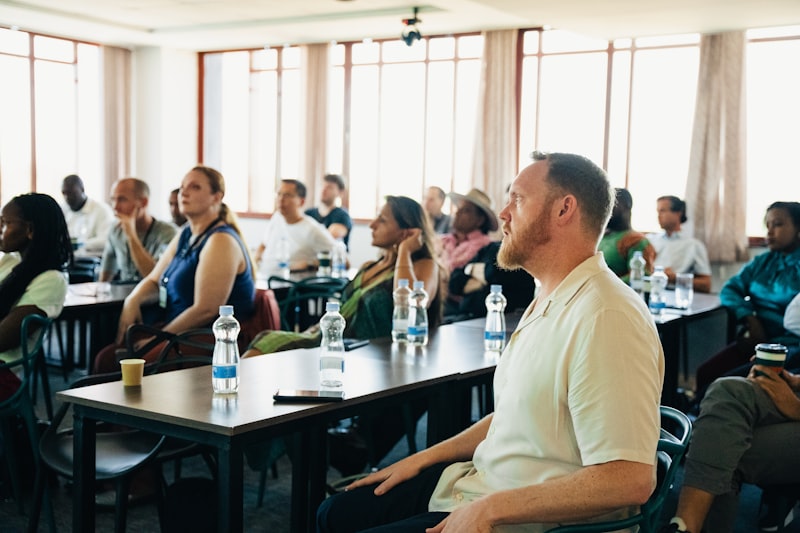 Diverse audience attending an in-person training conference